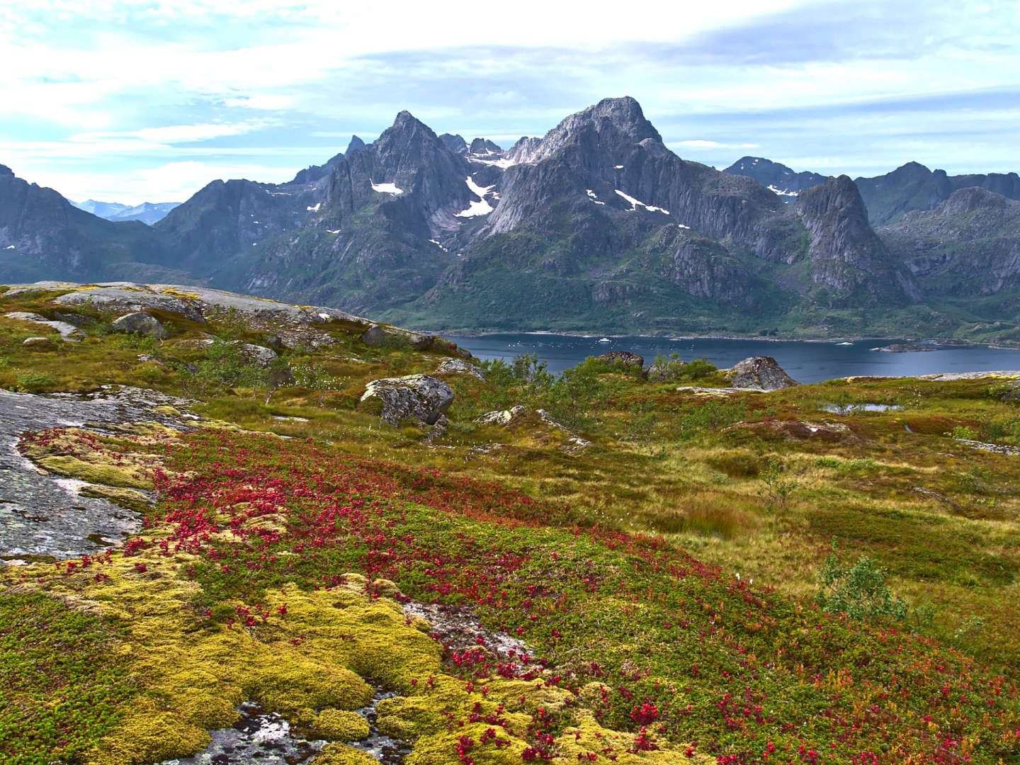 Eine Landschaft mit Bergen und einem See im Hintergrund