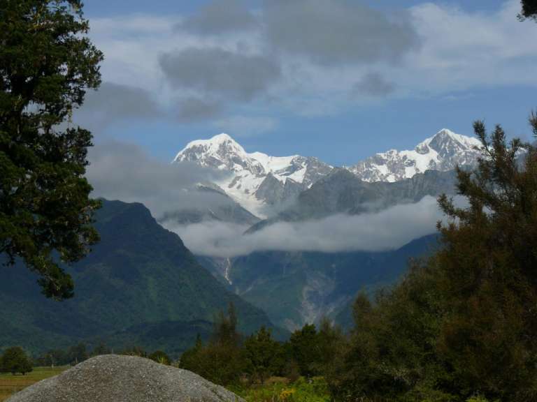 Mount Cook und Mount Tasman vom Lake Matheson