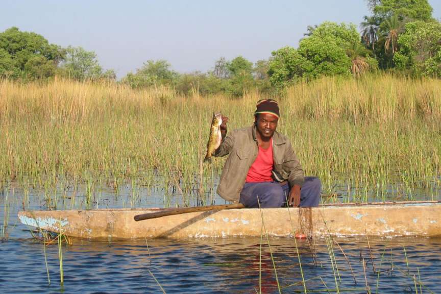 Fisherman at the Okavango river