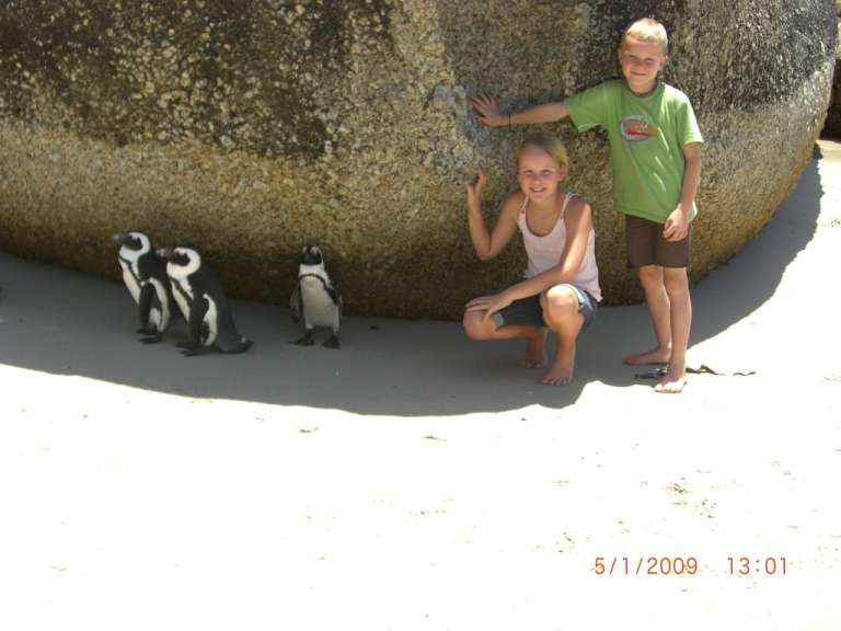 Mensch und Tier am Boulders Beach, CT