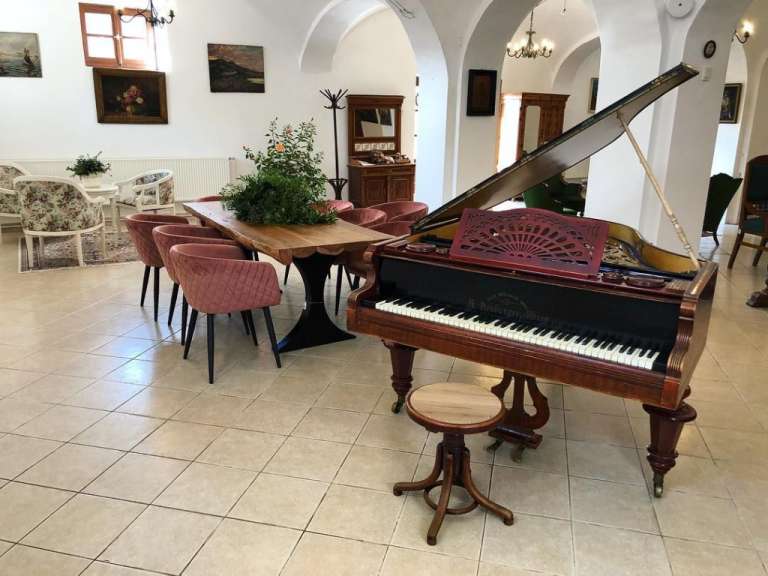 Ein steinway-Klavier steht in einem Wohnzimmer