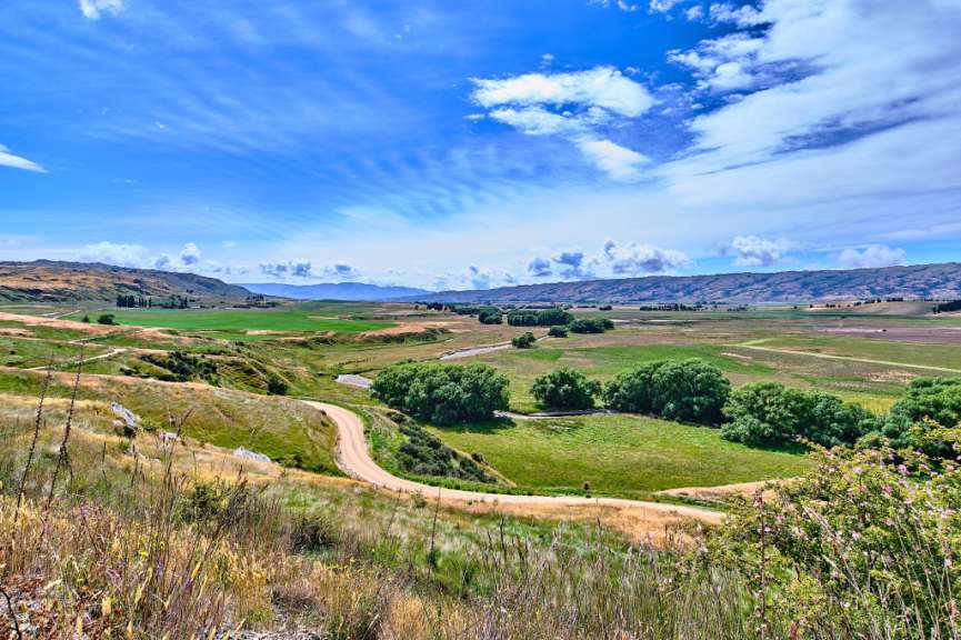 Ida Valley: grüne Landschaft um Oturehua