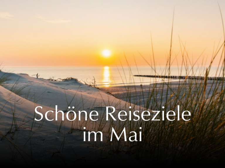 Ein Bild eines Strandes mit der Aufschrift schöne reiseziele im mai