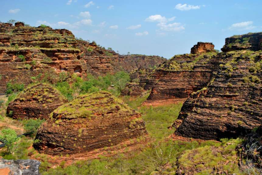 Eine Landschaft mit vielen Felsen und Bäumen