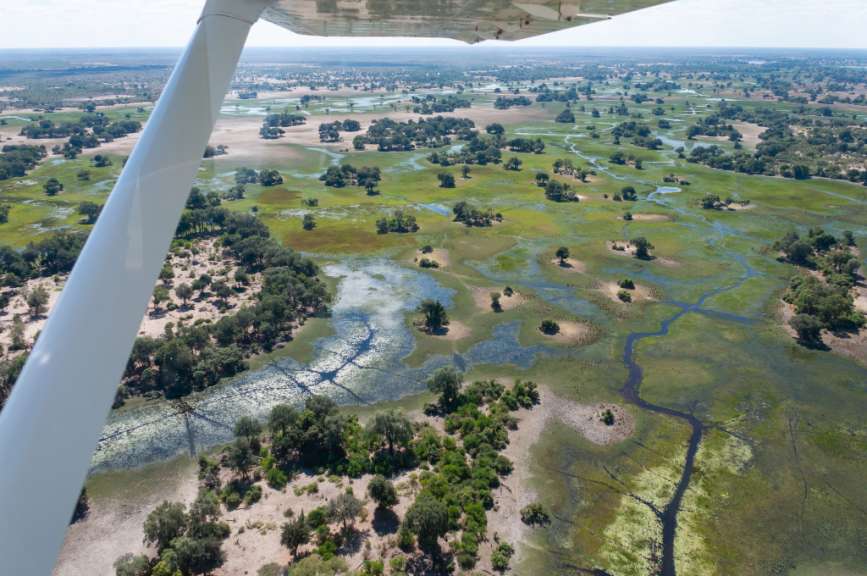 Charter Flug über das Okavango Delta