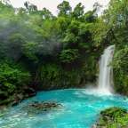 Ein Wasserfall inmitten eines üppigen grünen Waldes