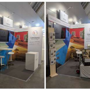 Zwei Bilder einer umfulana-Werbung auf einer Messe