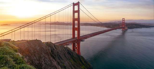 Golden Gate Bridge San Francisco Die golden gate bridge in san francisco bei sonnenuntergang