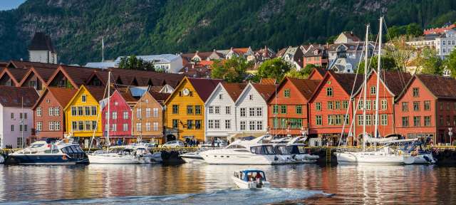 Aussicht auf historische Gebäude: Bergen