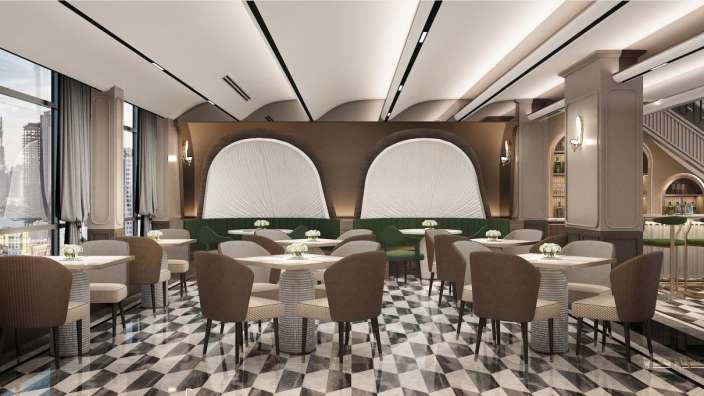 Ein Restaurant mit vielen Tischen und Stühlen