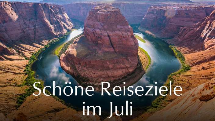 Ein Bild von einem Fluss mit der Aufschrift schöne reiseziele im juli