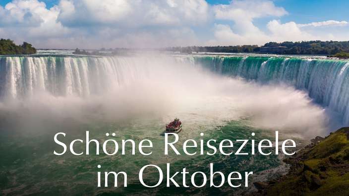Ein Bild eines Wasserfalls mit der Aufschrift schöne reiseziele im oktober