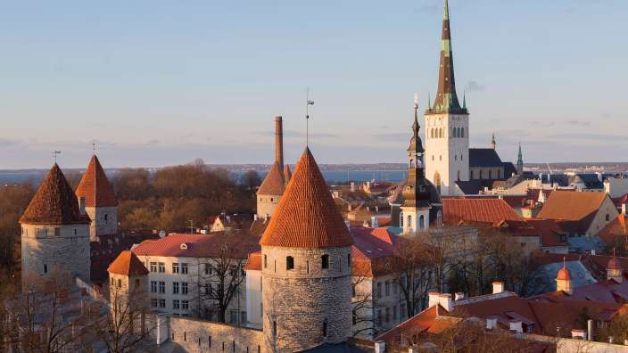 Eine Stadt mit vielen Gebäuden und einem Turm
