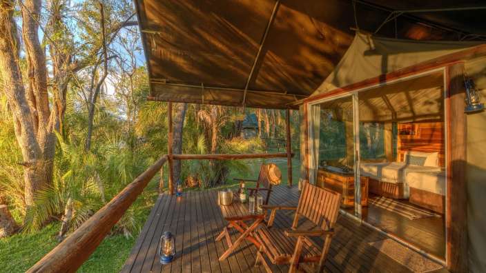 Zeltunterkunft am Okavango River